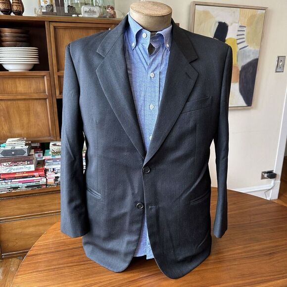 Vito Rufolo Black Merino Wool Blazer Suit Jacket Sport Coat Made in Italy 42R - Picture 1 of 9